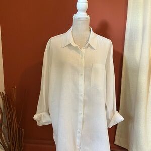 Athleta White Linen Blouse